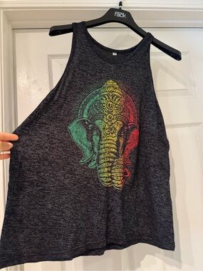 Bali Mas Boho Elephant Graphic Tank Top One Size Festival